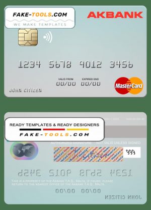 Malta Akbank T.A.Ş. mastercard credit card template in PSD format