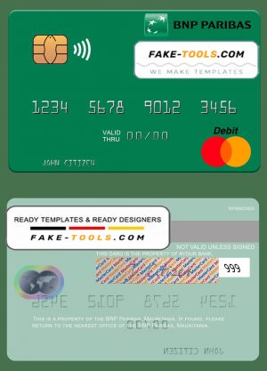 Mauritania BNP Paribas mastercard fully editable template in PSD format Mauritania BNP Paribas mastercard fully editable template in PSD format