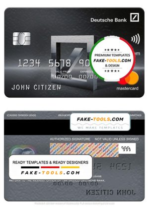 Mexico Deutsche bank mastercard platinum, fully editable template in PSD format