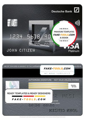 Mexico Deutsche bank visa platinum card, fully editable template in PSD format