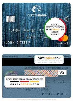 Moldova Victoriabank mastercard, fully editable template in PSD format