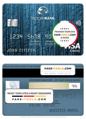 Moldova Victoriabank visa classic card, fully editable template in PSD format
