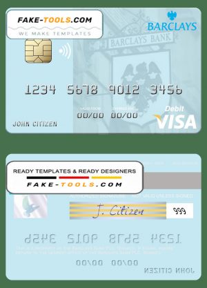 Monaco Barclays Bank PLC bank visa debit card, fully editable template in PSD format Monaco Barclays Bank PLC bank visa debit card, fully editable template in PSD format