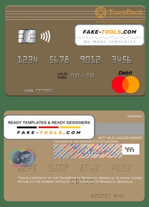 Mongolia TransBank of Mongolia mastercard, fully editable template in PSD format Mongolia TransBank of Mongolia mastercard, fully editable template in PSD format