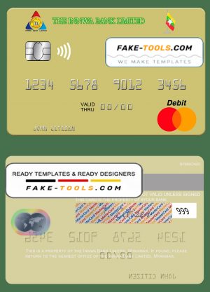 Myanmar Innwa Bank Limited mastercard, fully editable template in PSD format