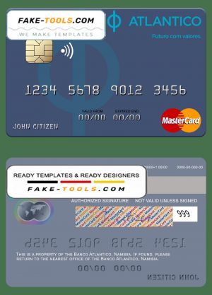 Namibia Banco Atlantico mastercard, fully editable template in PSD format Namibia Banco Atlantico mastercard, fully editable template in PSD format
