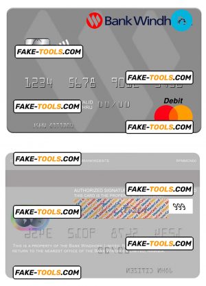 Namibia Bank Windhoek Limited mastercard credit card, fully editable template in PSD format