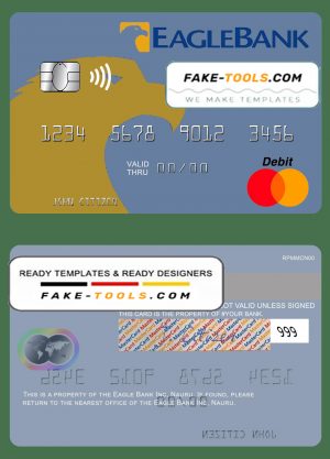 Nauru Eagle Bank Inc mastercard, fully editable template in PSD format