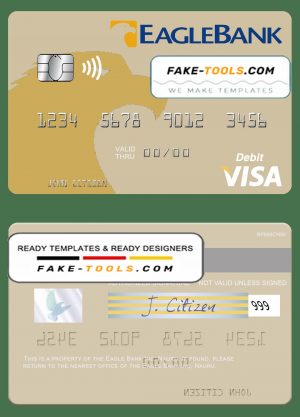 Nauru Eagle Bank Inc visa debit card, fully editable template in PSD format