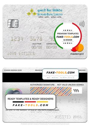 Nepal Kumari bank mastercard, fully editable template in PSD format