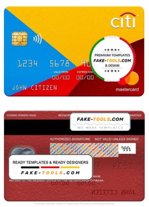 Netherlands Citibank mastercard template in PSD format, fully editable