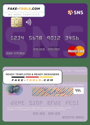 Netherlands SNS Bank mastercard credit card template in PSD format Netherlands SNS Bank mastercard credit card template in PSD format