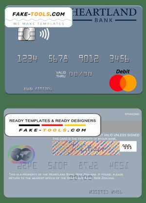 New Zealand Heartland Bank mastercard credit card template in PSD format New Zealand Heartland Bank mastercard credit card template in PSD format