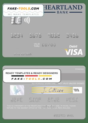 New Zealand Heartland Bank visa debit card template in PSD format New Zealand Heartland Bank visa debit card template in PSD format