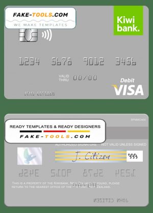 New Zealand Kiwibank visa debit card template in PSD format New Zealand Kiwibank visa debit card template in PSD format