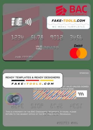 Nicaragua BAC Credomatic mastercard credit card template in PSD format