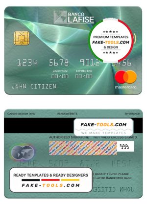 Nicaragua Banco Lafise Bancentro bank mastercard, fully editable template in PSD format