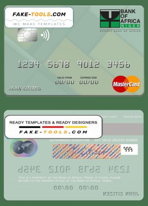 Niger Bank of Africa mastercard, fully editable template in PSD format Niger Bank of Africa mastercard, fully editable template in PSD format
