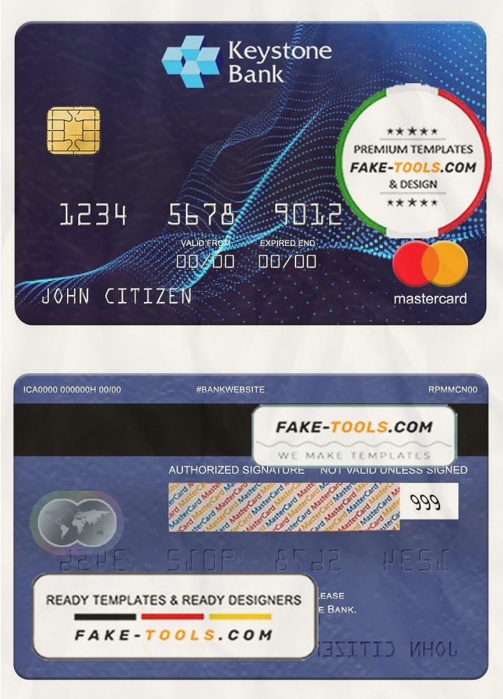 Nigeria Keystone bank mastercard, fully editable template in PSD format ...