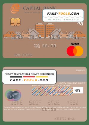 North Macedonia Capital Banka AD Skopje mastercard, fully editable template in PSD format