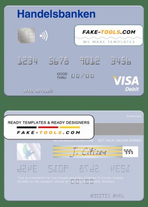 Norway Handelsbanken visa debit card, fully editable template in PSD format Norway Handelsbanken visa debit card, fully editable template in PSD format
