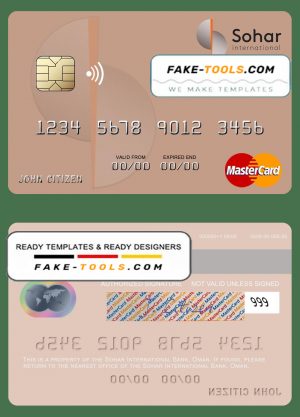 Oman Sohar International Bank mastercard, fully editable template in PSD format Oman Sohar International Bank mastercard, fully editable template in PSD format