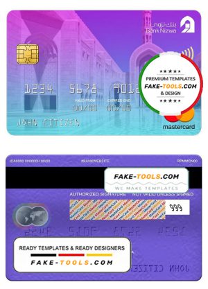 Oman bank Nizwa mastercard, fully editable template in PSD format