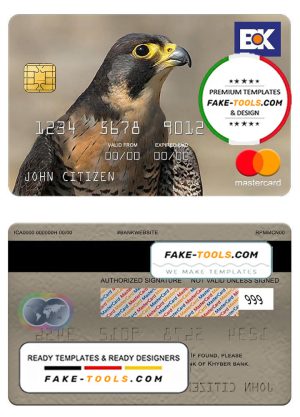 Pakistan The bank of Khyber mastercard, fully editable template in PSD format