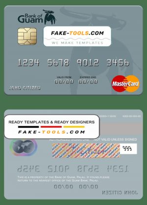 Palau Bank of Guam mastercard, fully editable template in PSD format