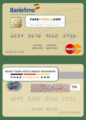 Panama Banco Banistmo mastercard, fully editable template in PSD format