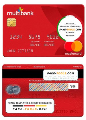 Panama Multibank mastercard, fully editable template in PSD format