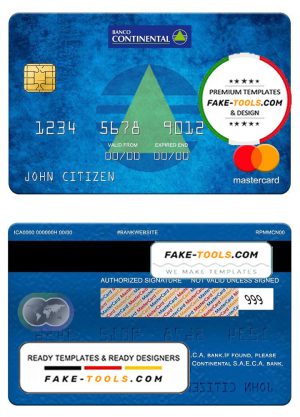 Paraguay Banco Continental S.A.E.C.A. bank mastercard, fully editable template in PSD format