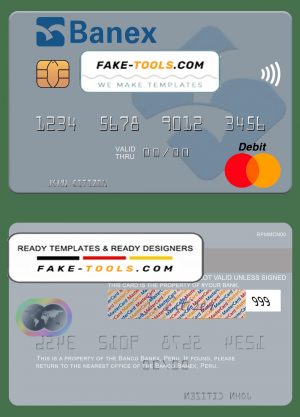 Peru Banco Banex mastercard credit card template in PSD format Peru Banco Banex mastercard credit card template in PSD format