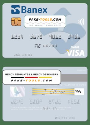 Peru Banco Banex visa debit card template in PSD format, fully editable Peru Banco Banex visa debit card template in PSD format, fully editable