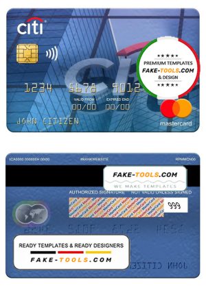 Peru Citibank mastercard, fully editable template in PSD format