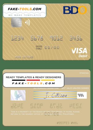 Philippines Banco de Oro visa debit card, fully editable template in PSD format Philippines Banco de Oro visa debit card, fully editable template in PSD format