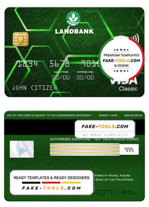 Philippines Land bank visa classic card, fully editable template in PSD format