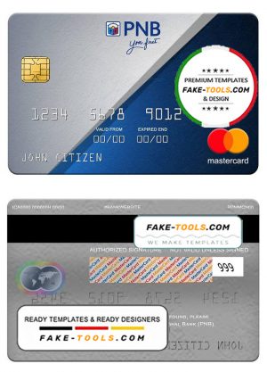 Philippines National Bank (PNB) mastercard, fully editable template in PSD format