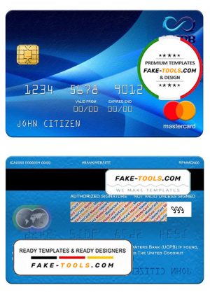 Philippines The United Coconut Planters Bank (UCPB) mastercard, fully editable template in PSD format