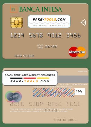 Poland Banca Intesa mastercard, fully editable template in PSD format