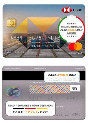 Poland HSBC bank mastercard, fully editable template in PSD format