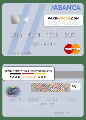 Portugal Abanca mastercard, fully editable template in PSD format
