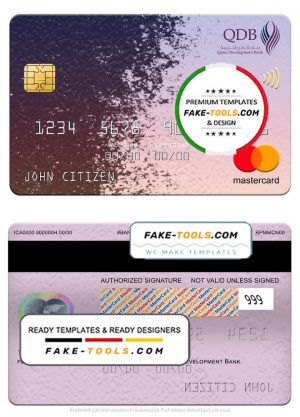 Qatar Development Bank mastercard, fully editable template in PSD format