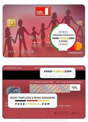 Russia Home Credit bank mastercard, fully editable template in PSD format