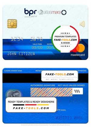 Rwanda BPR bank mastercard, fully editable template in PSD format
