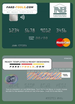 Saint Kitts and Nevis SKNA Bank mastercard credit card template in PSD format