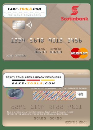 Saint Lucia Scotiabank mastercard credit card template in PSD format
