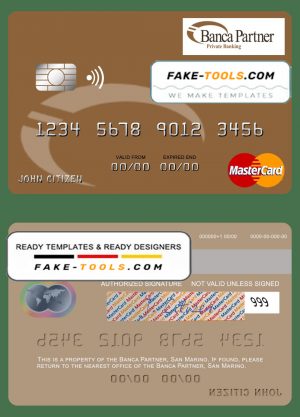 San Marino Banca Partner mastercard template in PSD format