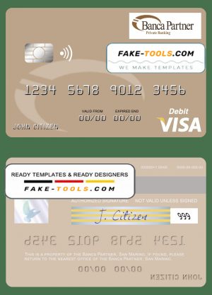 San Marino Banca Partner visa debit card template in PSD format