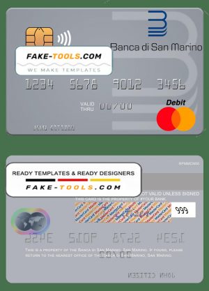 San Marino Banca di San Marino mastercard template in PSD format